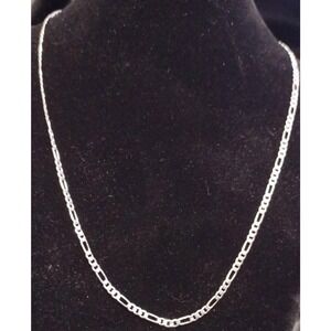 Sterling Silver 925 Plated 16 Inch Figaro Chain Necklace New 1/16th+" Wide‎ New